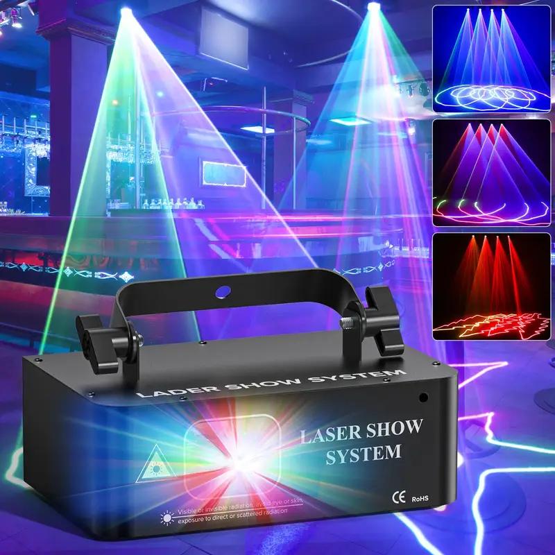Industrial Laser Projector - โปรเจคเตอร์แสงสี DMX512 แบบเต็มสี พร้อมไฟเวทีเหล็กแบบรูเดียว ควบคุมด้วยเสียง สำหรับงานปาร์ตี้