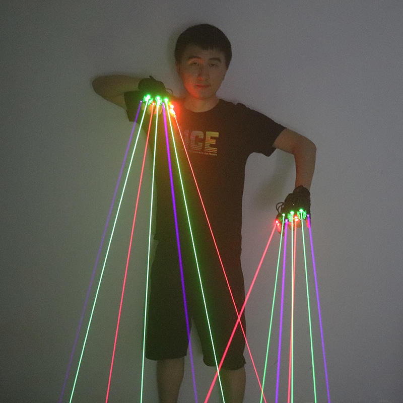 Industrial Laser Projector - สีเขียวสีแดงสีฟ้าเลเซอร์ถุงมือ 7 ชิ้น High Power หยาบ