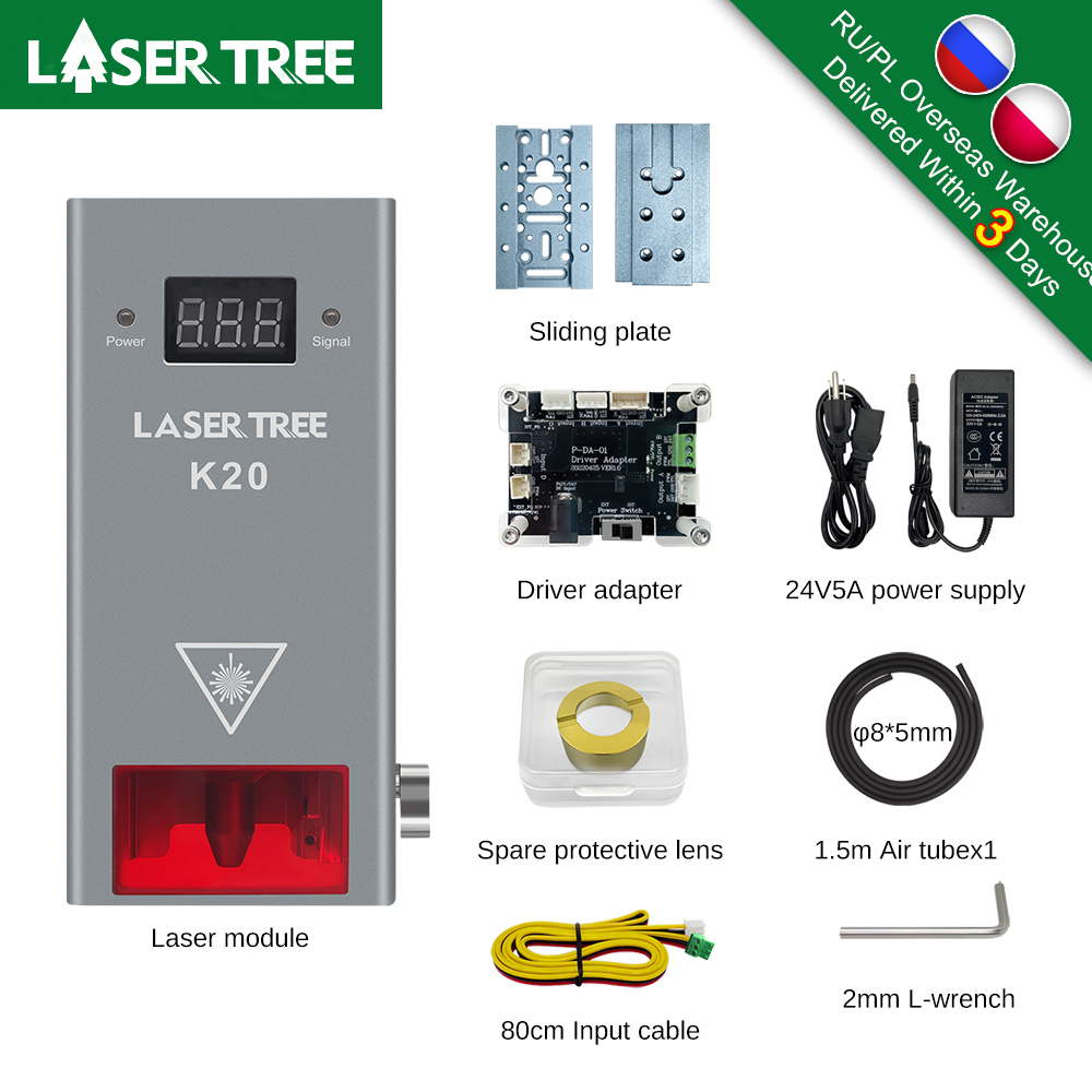 Fiber Laser Source 20W - หัวเลเซอร์พลังงานแสง20W 10W 5W โมดูลเลเซอร์450nm แสงสีฟ้า TTL