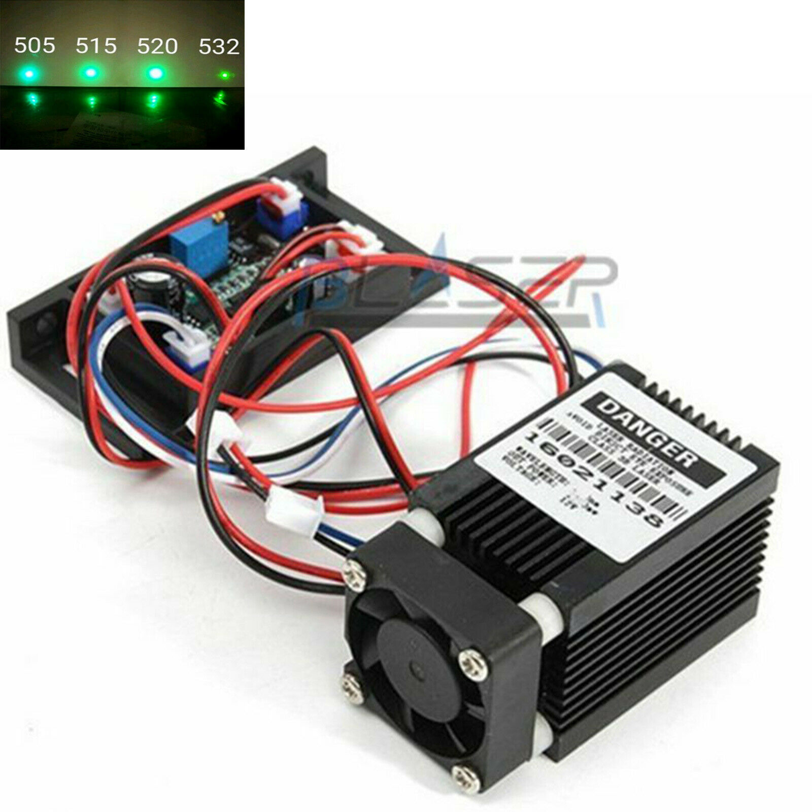 Diode Laser Module - โฟกัส 520nm 100mW หญ้าสีเขียวเลเซอร์ไดโอดเลเซอร์โมดูล DC12V พัดลม