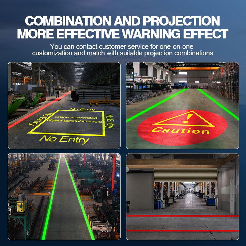 Industrial Laser Projector - เครื่องฉายเส้นเลเซอร์นิรภัยสำหรับอุตสาหกรรม ปรับความกว้างการฉายได้ ไฟเตือนขอบเขตสำหรับรถยก สำหรับคลังสินค้าและโรงงาน