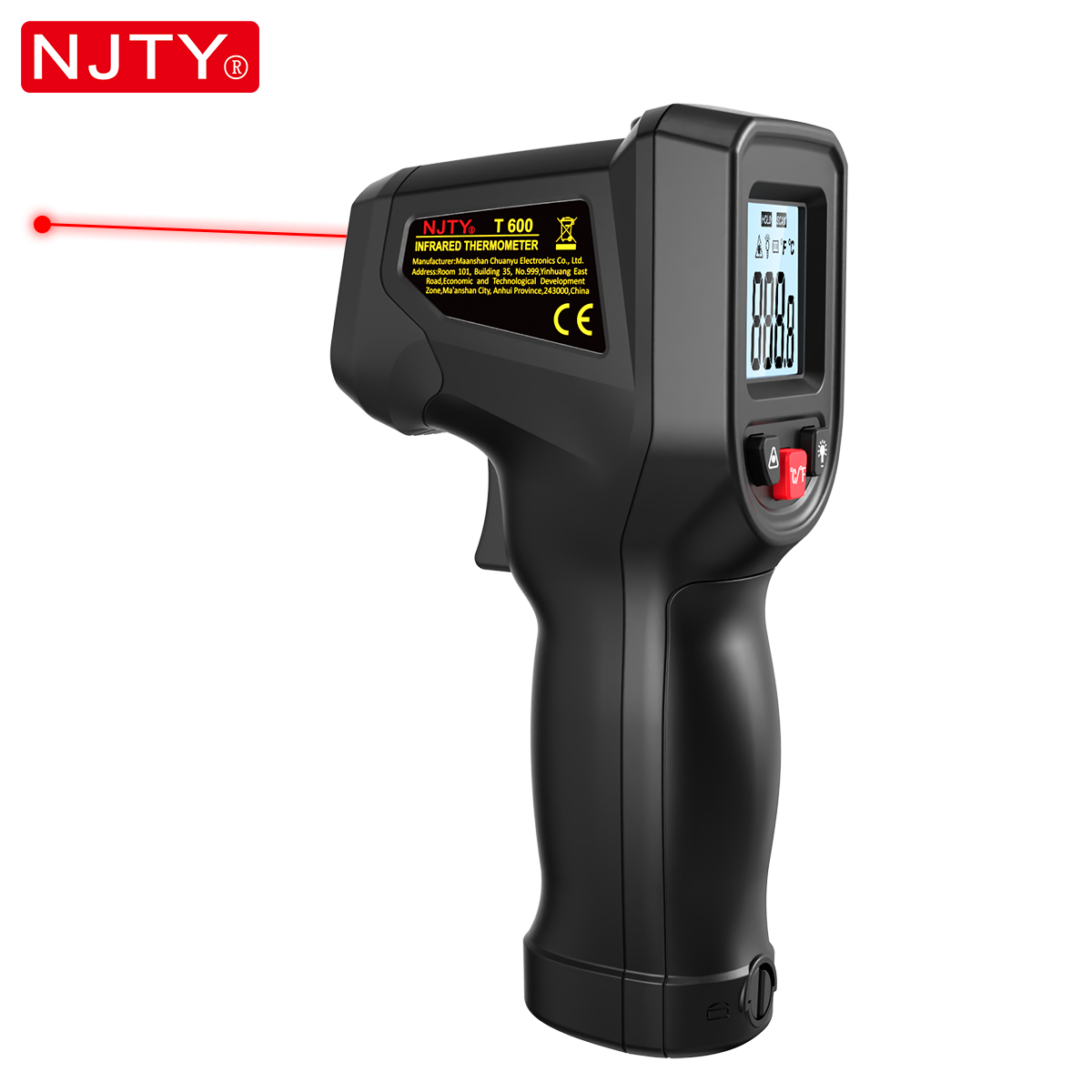 Industrial Laser Thermometer - NJTY T600 เครื่องวัดอุณหภูมิอินฟราเรดแบบไม่สัมผัส -58 ° F