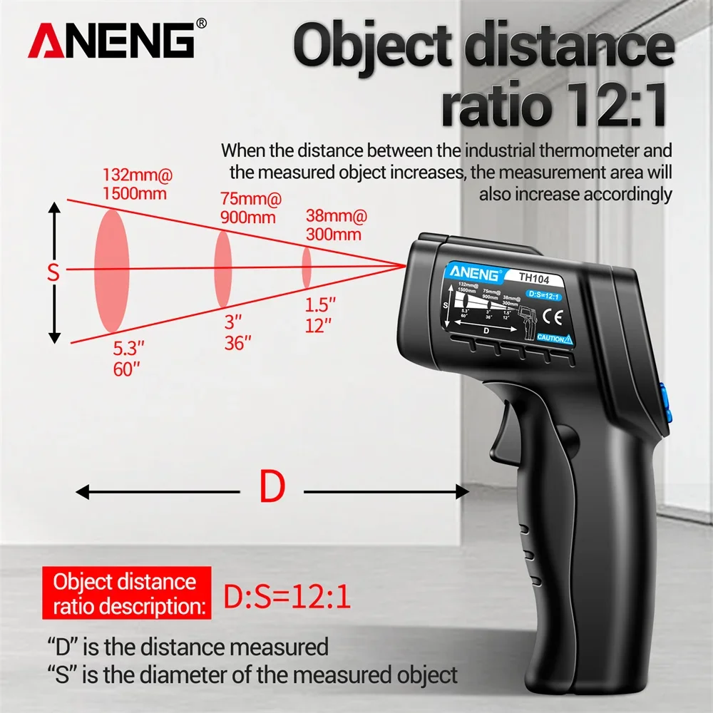 ANENG TH104 ปืนวัดอุณหภูมิอินฟ - Industrial Laser Thermometer บทวิจารณ์และราคา